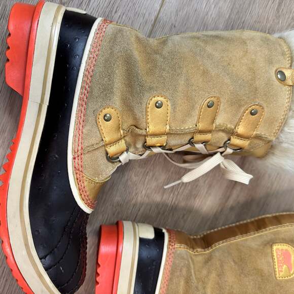 Sorel Tofino Women's Faux Fur Tall Waterproof Lace Up Snow Boots Gold Tan US Siz - Picture 5 of 15